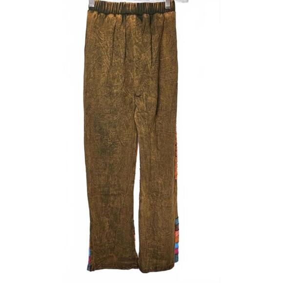 K.P.C. Women's Handmade Bohemian Floral Embroidered Pants-Olive Green XXL - Picture 2 of 8